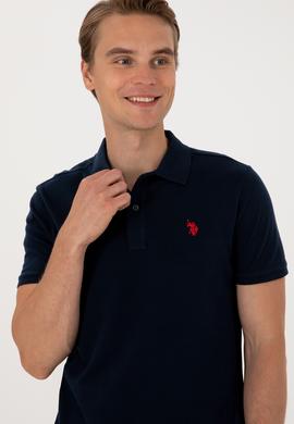 Erkek Slim Fit Polo Yaka Koyu Lacivert Basic Tişört - 50297984294