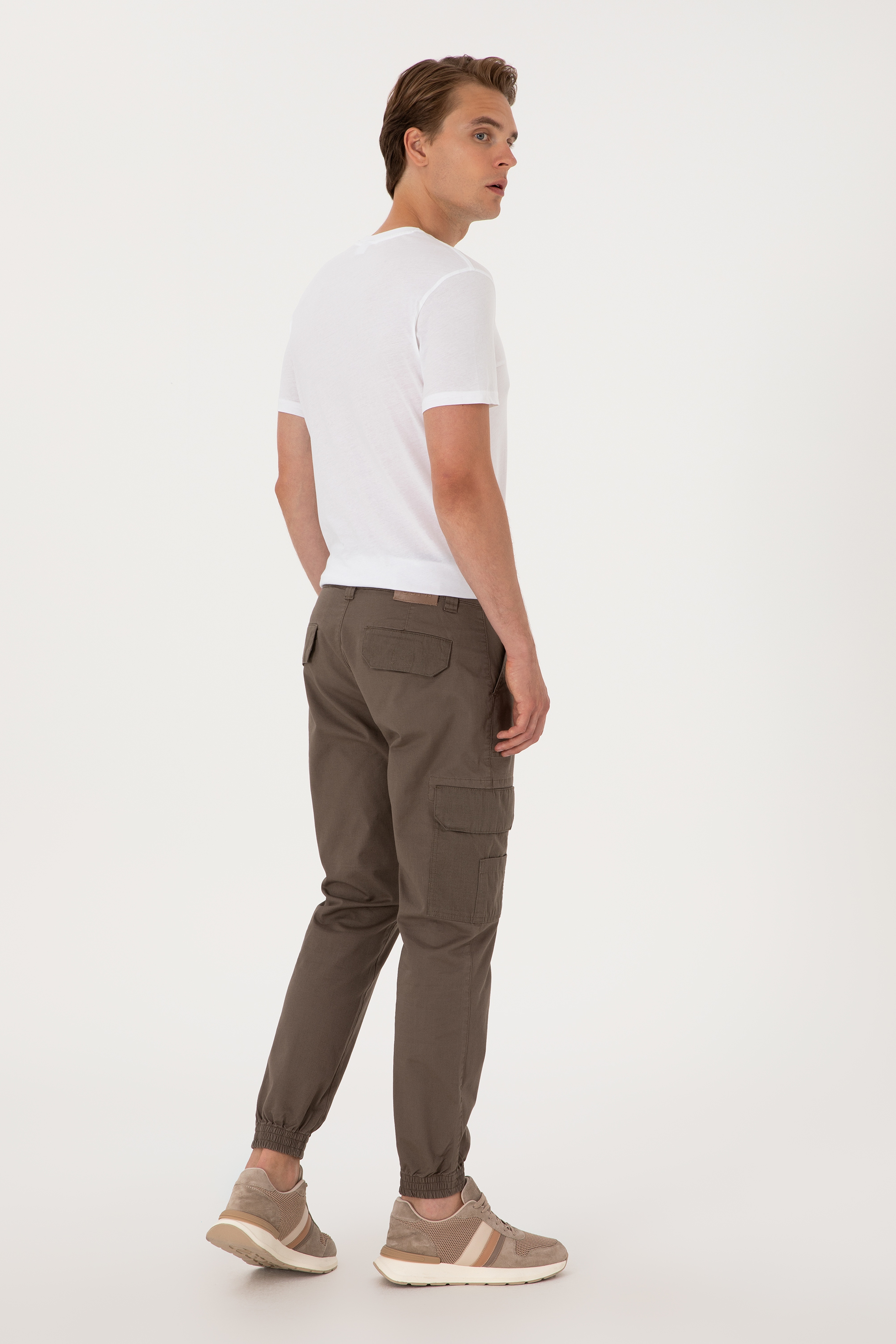 Erkek Jogger Fit Vizon Kanvas Pantolon