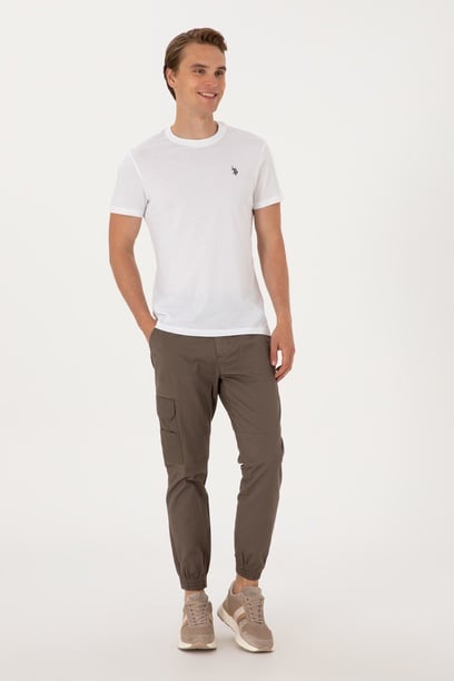 Erkek Jogger Fit Vizon Kanvas Pantolon