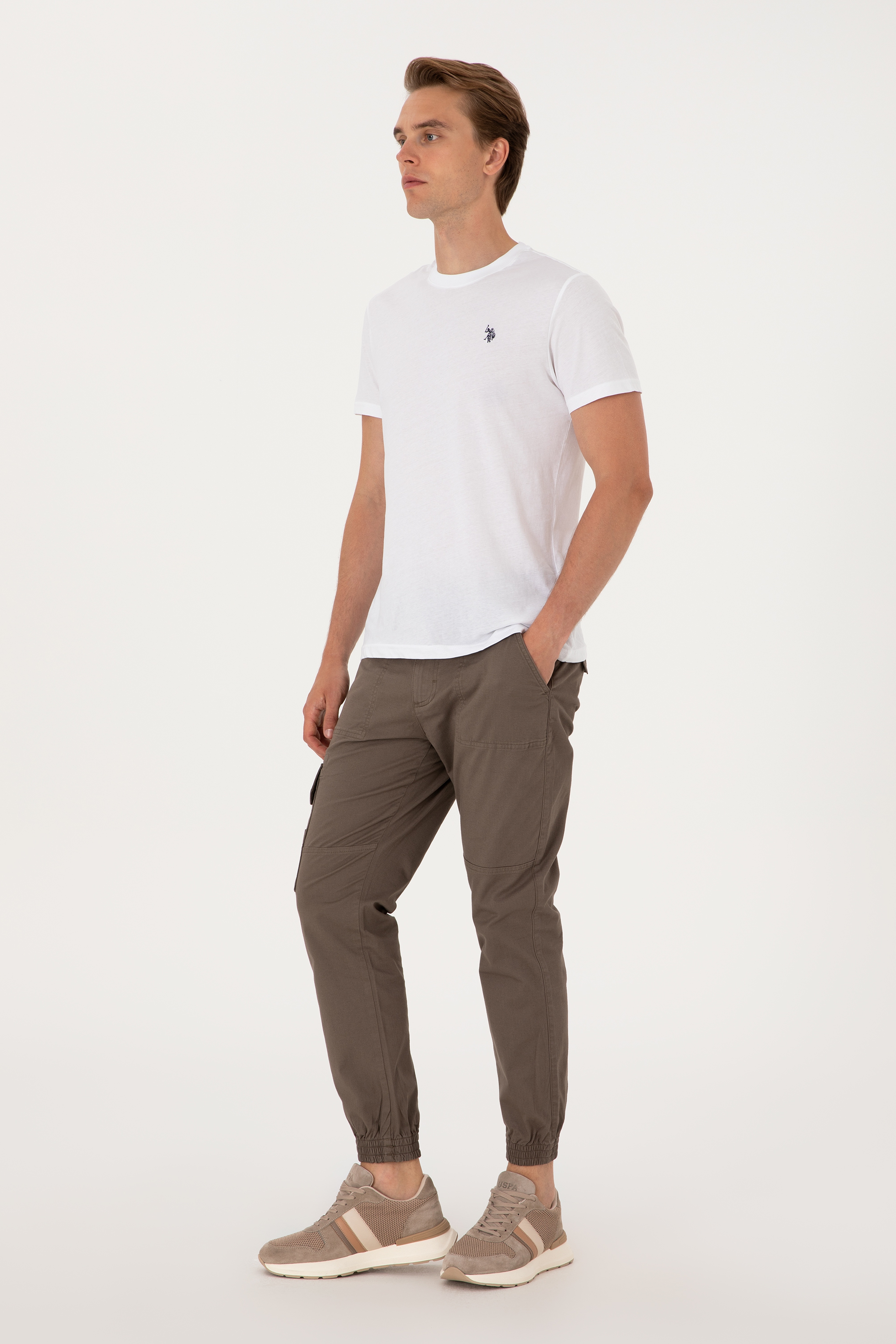 Erkek Jogger Fit Vizon Kanvas Pantolon