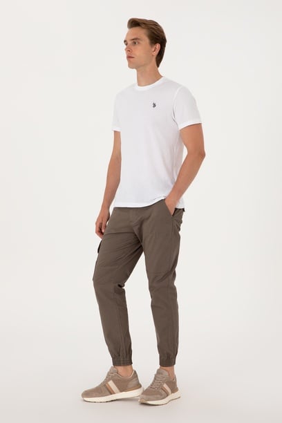 Erkek Jogger Fit Vizon Kanvas Pantolon