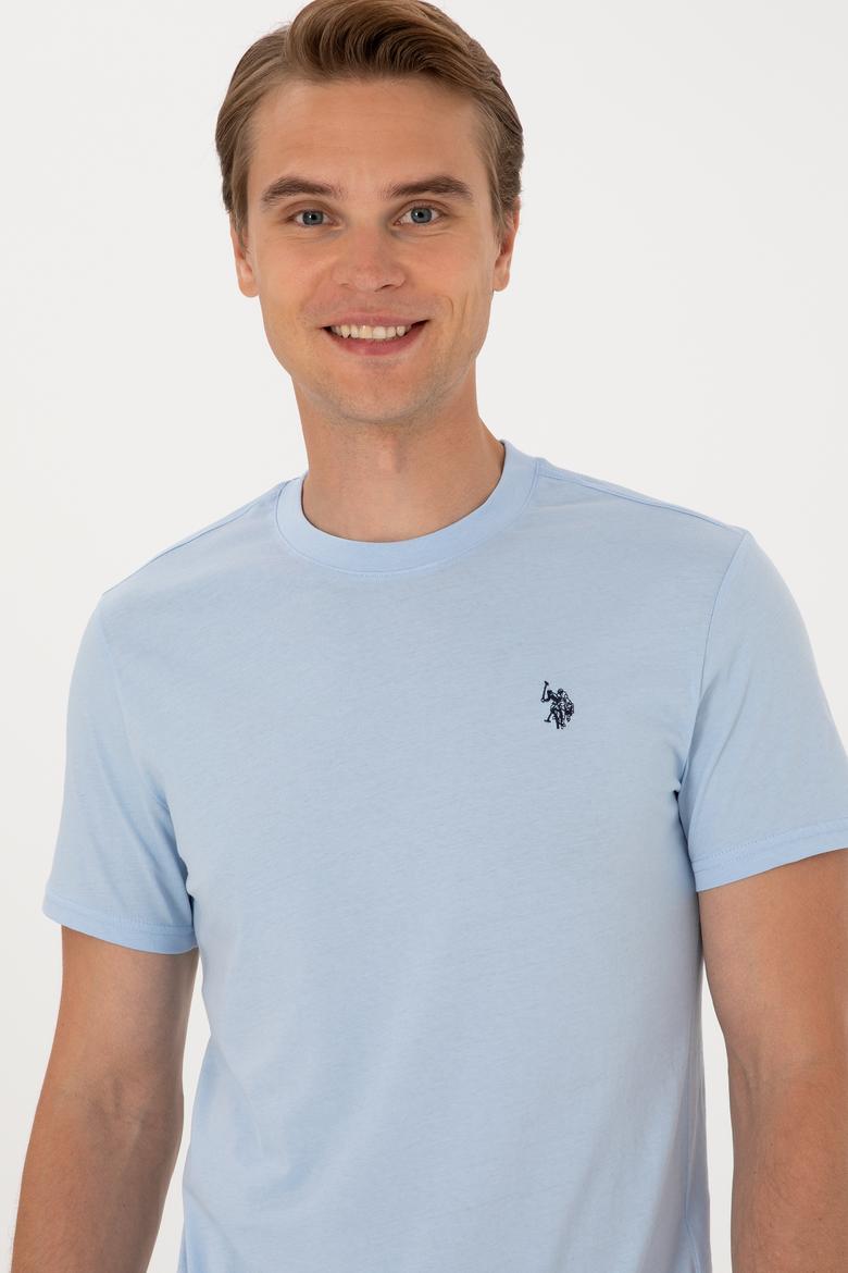 Erkek Regular Fit Bisiklet Yaka Açık Mavi Basic Tişört - 50298015036