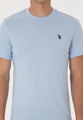 Erkek Regular Fit Bisiklet Yaka Açık Mavi Basic Tişört - 50298015036