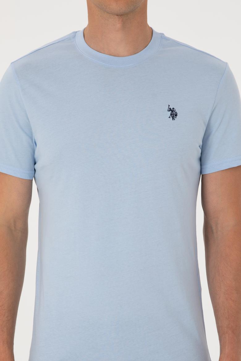 Erkek Regular Fit Bisiklet Yaka Açık Mavi Basic Tişört - 50298015036