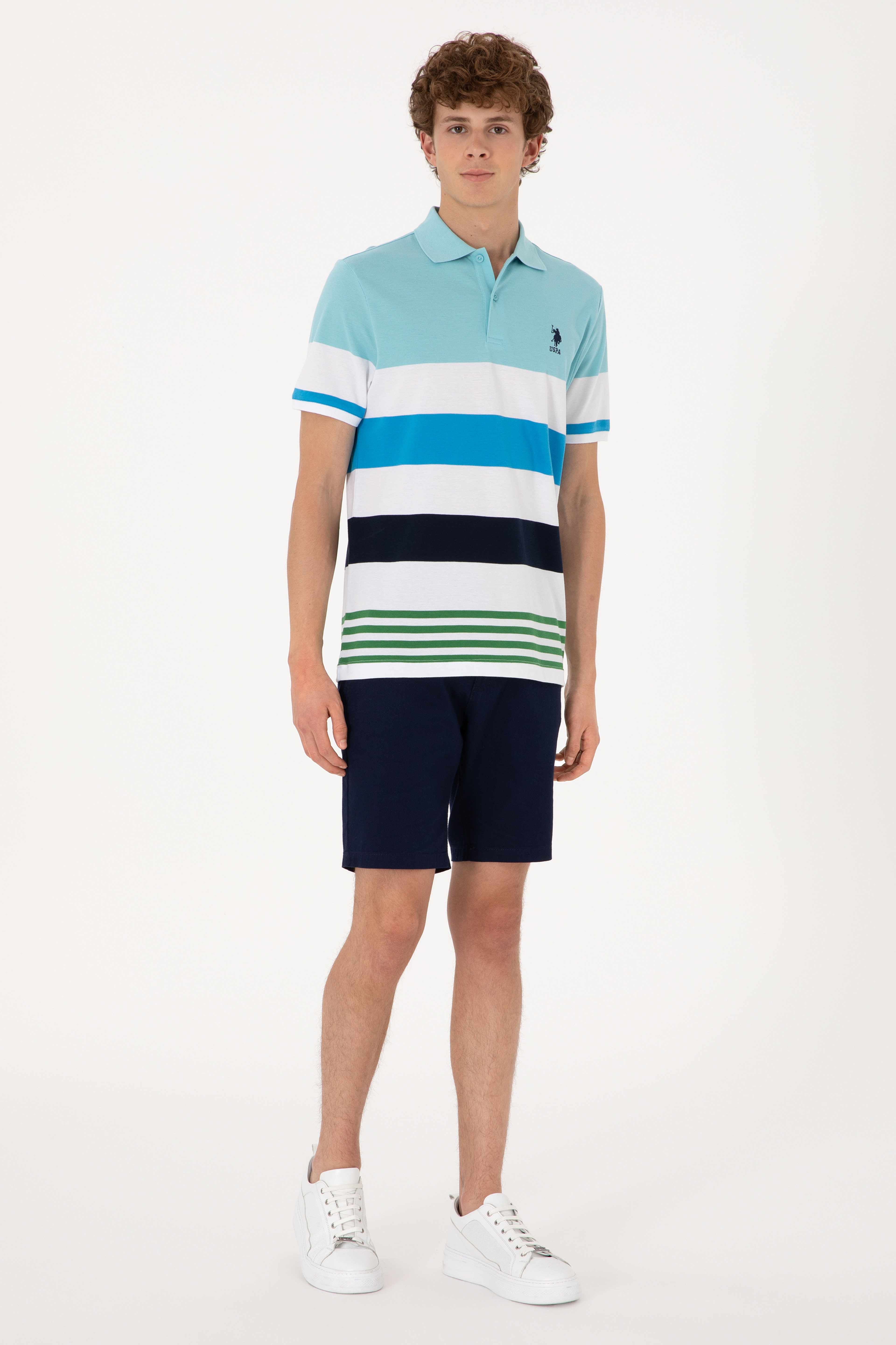 Erkek Regular Fit Aqua Polo Yaka Tişört