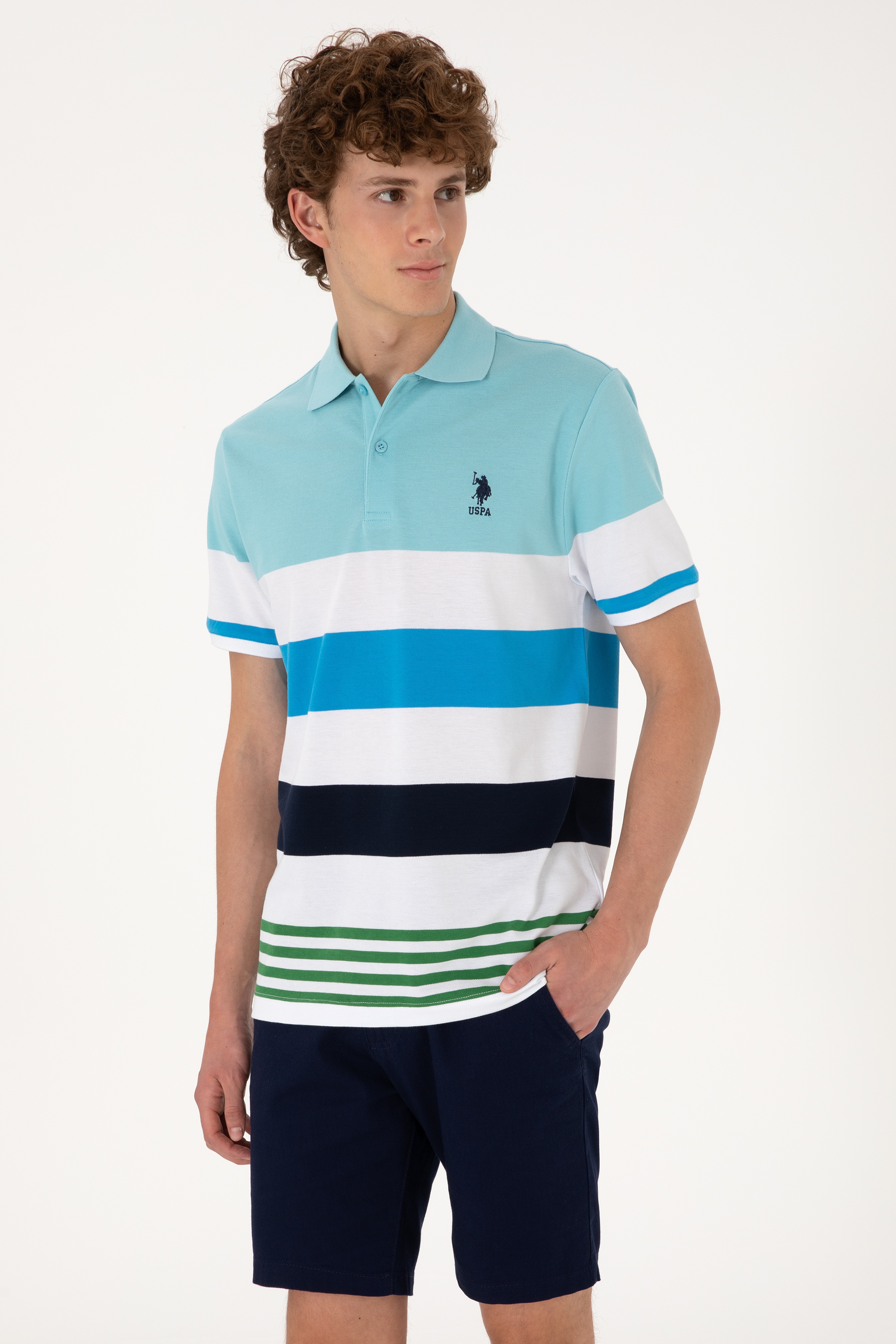 Erkek Regular Fit Aqua Polo Yaka Tişört