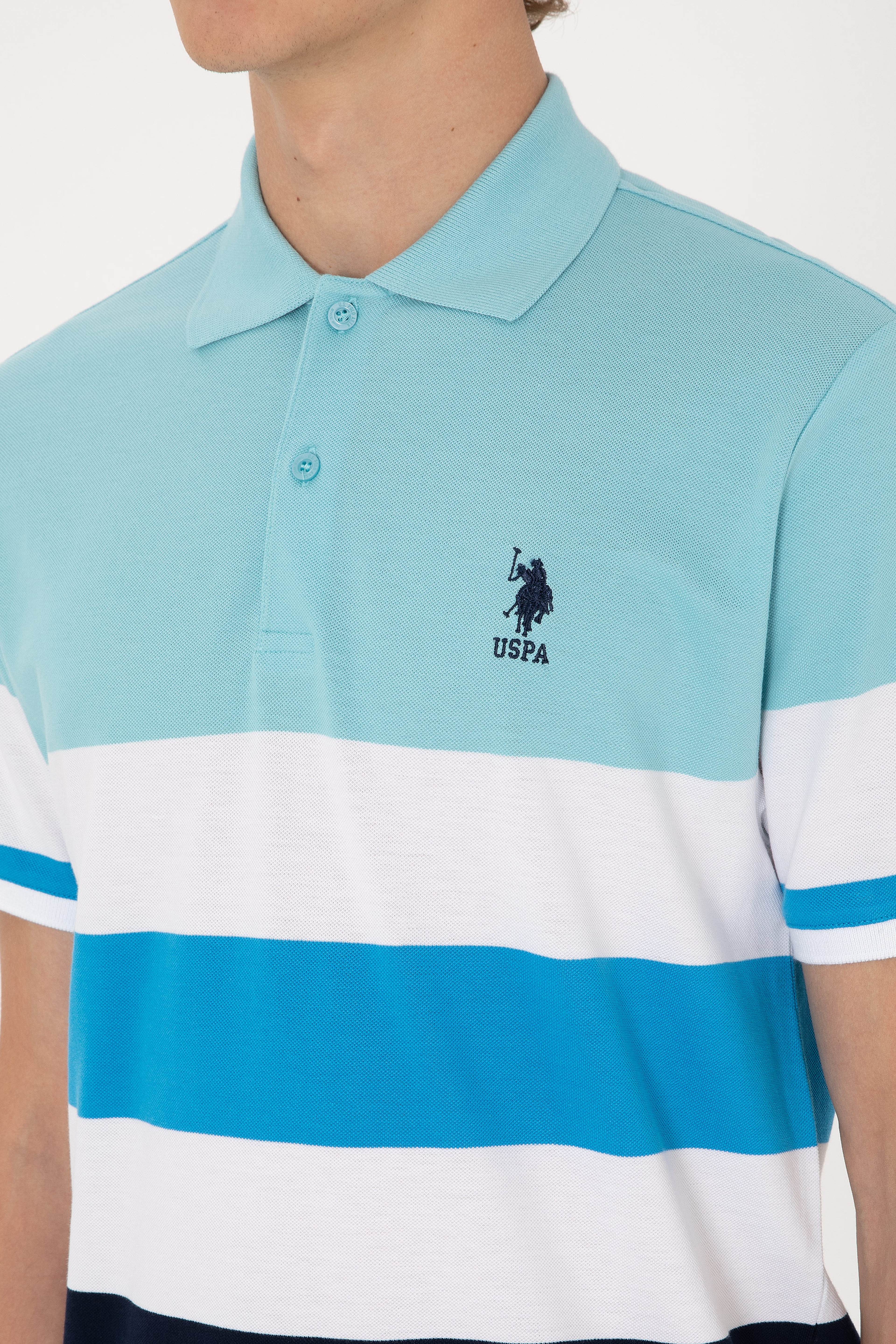 Erkek Regular Fit Aqua Polo Yaka Tişört - Image 7