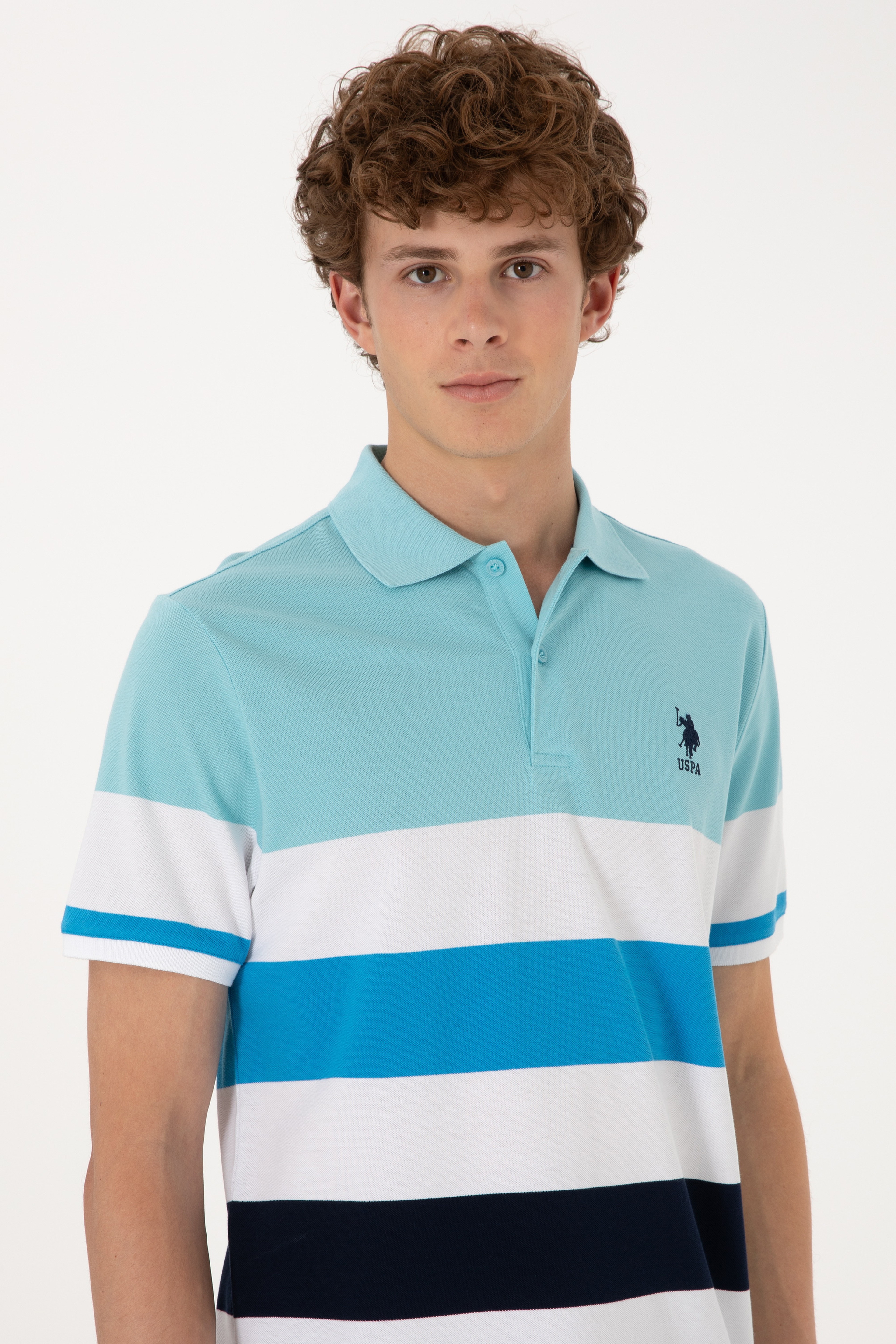 Erkek Regular Fit Aqua Polo Yaka Tişört - Image 2