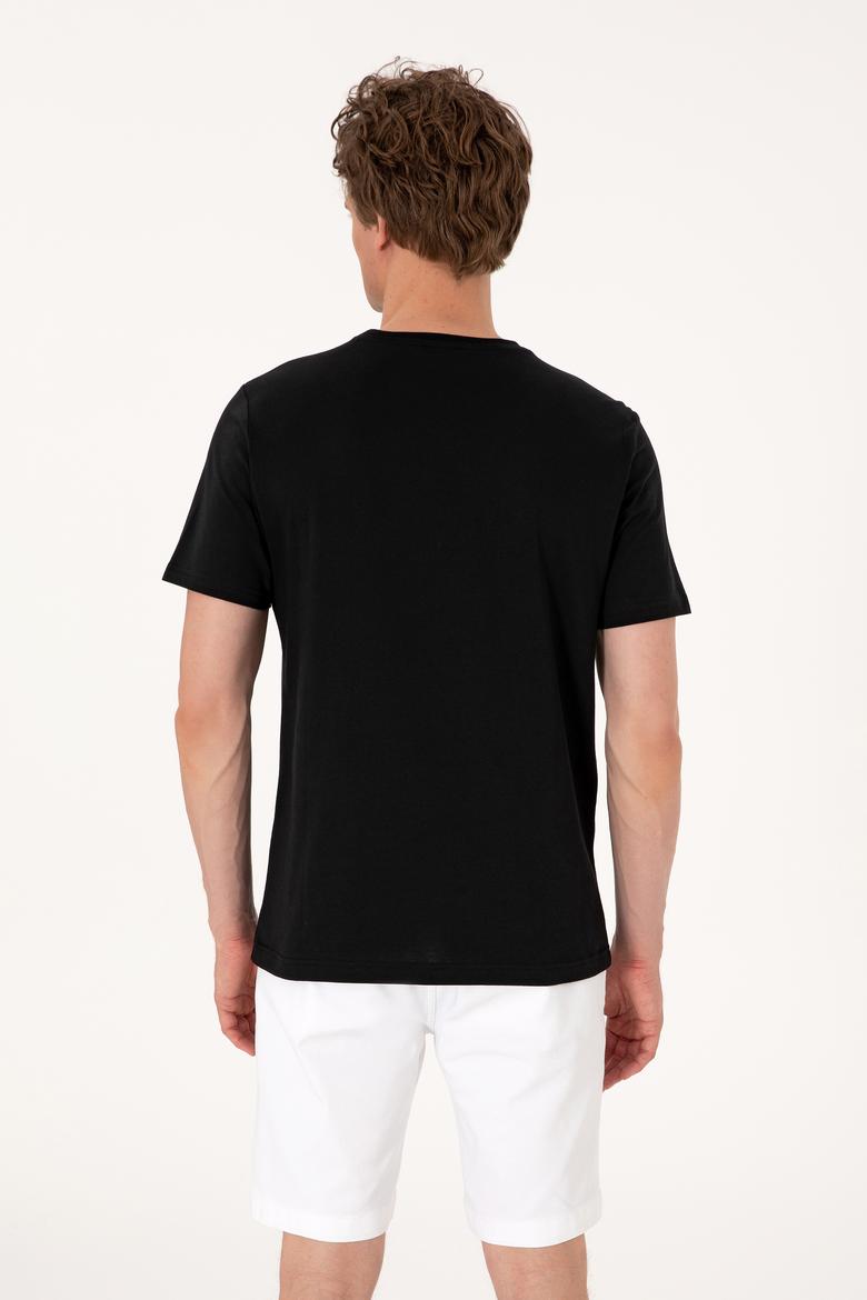 Erkek Regular Fit Siyah Bisiklet Yaka Tişört - 50306907022