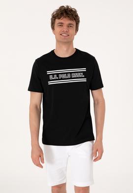 Erkek Regular Fit Siyah Bisiklet Yaka Tişört - 50306907022