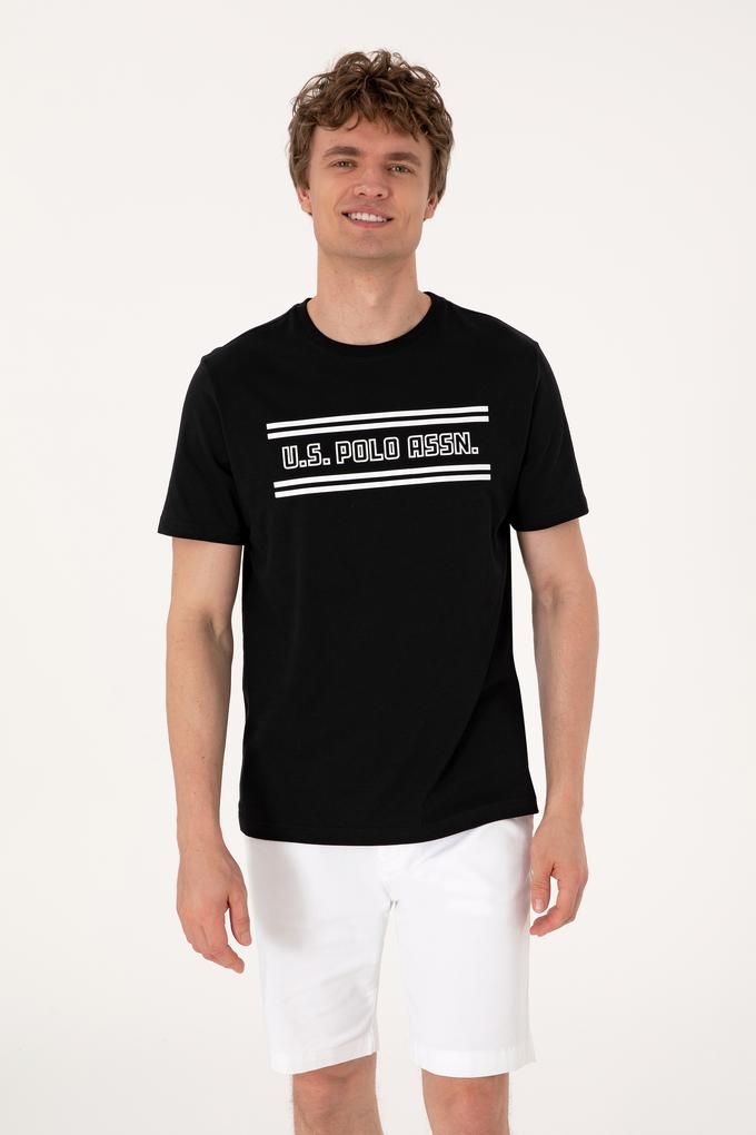 Erkek Regular Fit Siyah Bisiklet Yaka Tişört