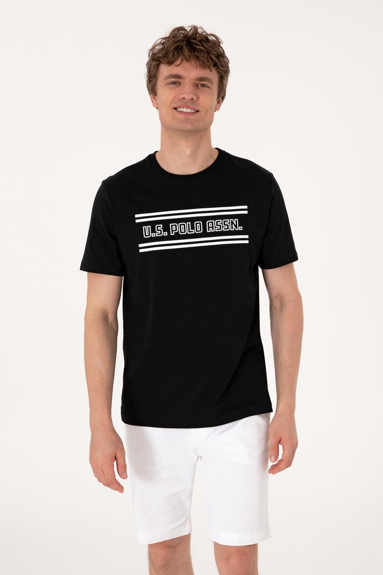 Erkek Regular Fit Siyah Bisiklet Yaka Tişört