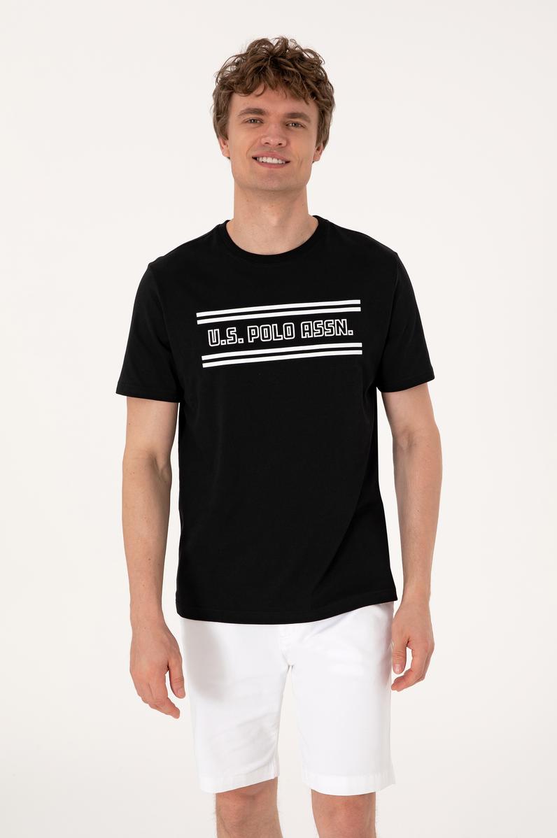 Erkek Regular Fit Siyah Bisiklet Yaka Tişört