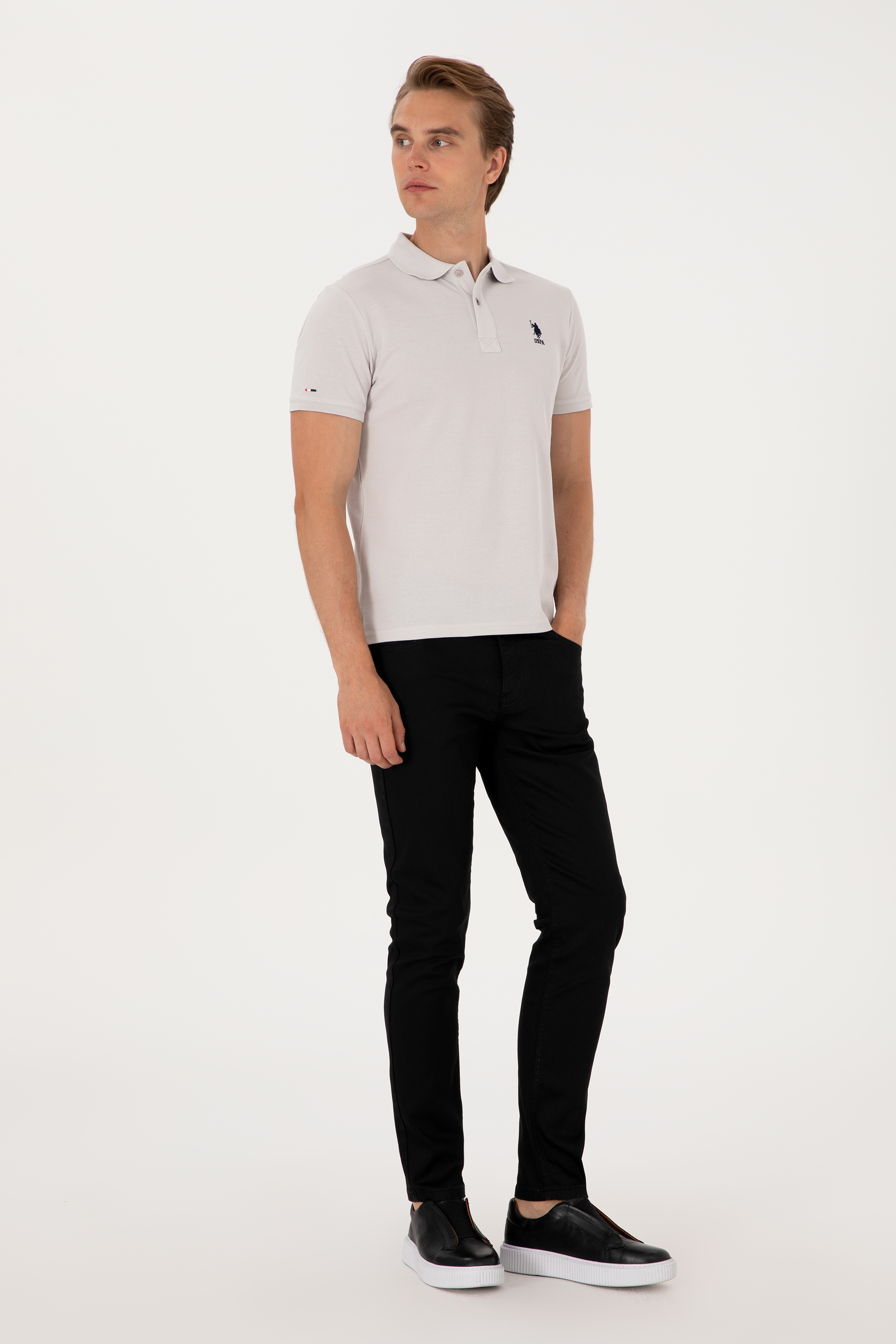 Erkek Açık Gri Basic Tişört - Image 4