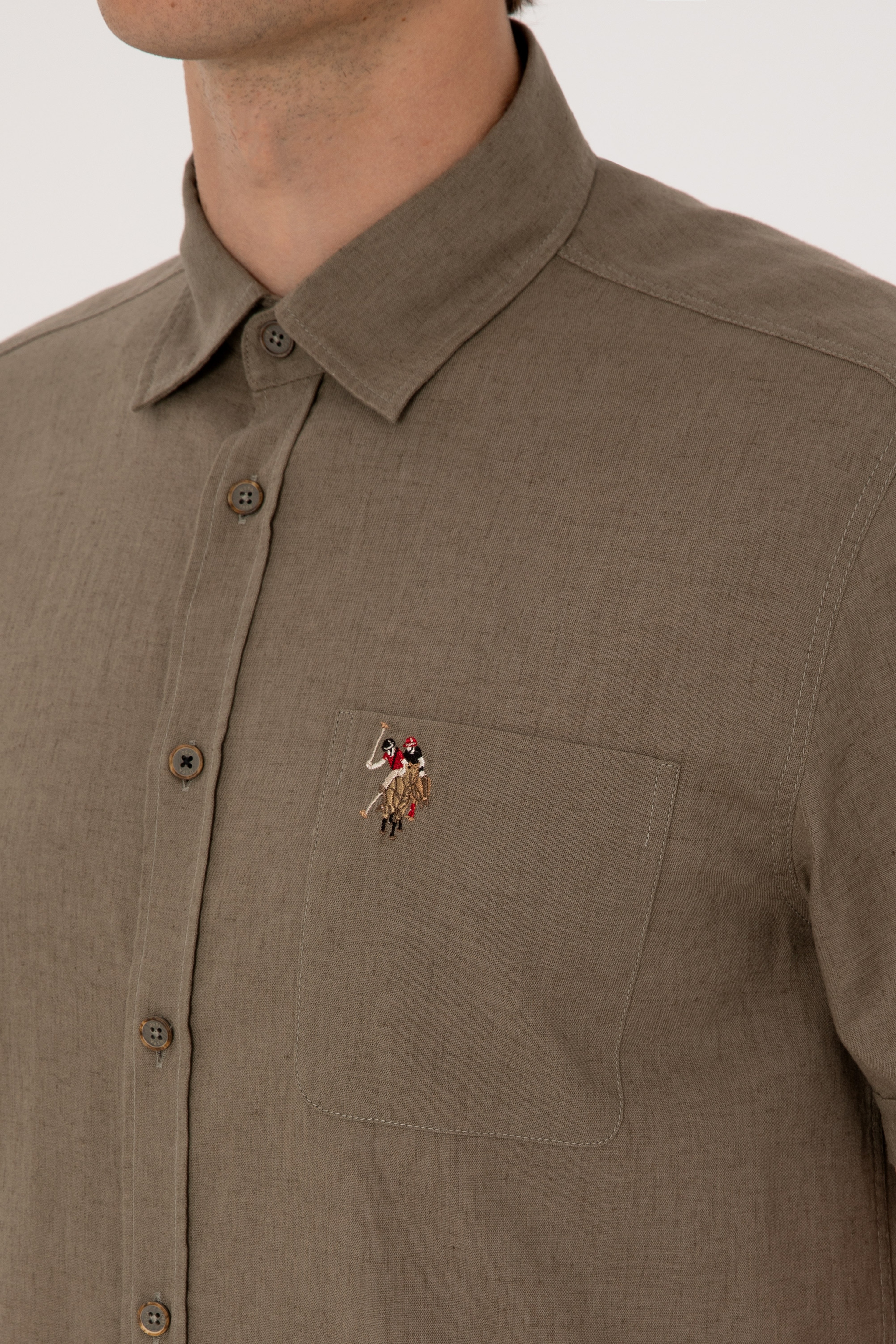 Erkek Vizon Kısa Kollu Gömlek - Image 7