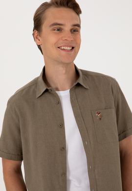 Erkek Vizon Kısa Kollu Gömlek - 50297896041