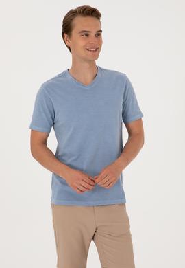 Erkek Mavi Basic Tişört - 50297986076