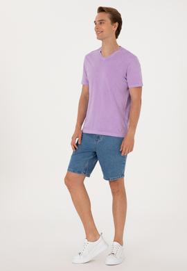 Erkek Lila Basic Tişört - 50297986017