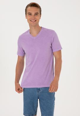 Erkek Lila Basic Tişört - 50297986017