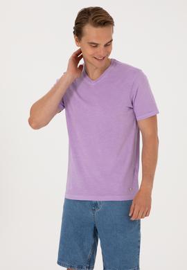 Erkek Lila Basic Tişört - 50297986017