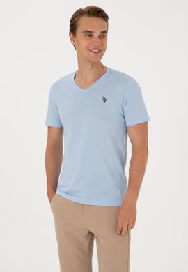 Erkek Açık Mavi Basic Tişört - 50297985036