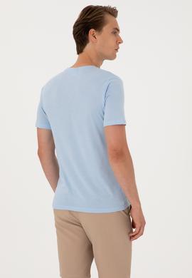 Erkek Açık Mavi Basic Tişört - 50297985036