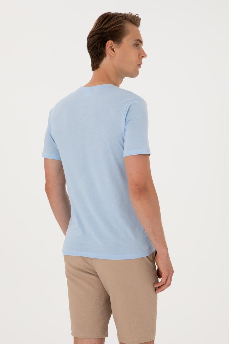 Erkek Açık Mavi Basic Tişört - 50297985036