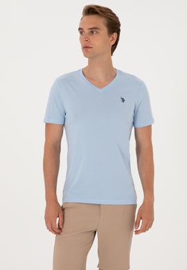 Erkek Açık Mavi Basic Tişört - 50297985036