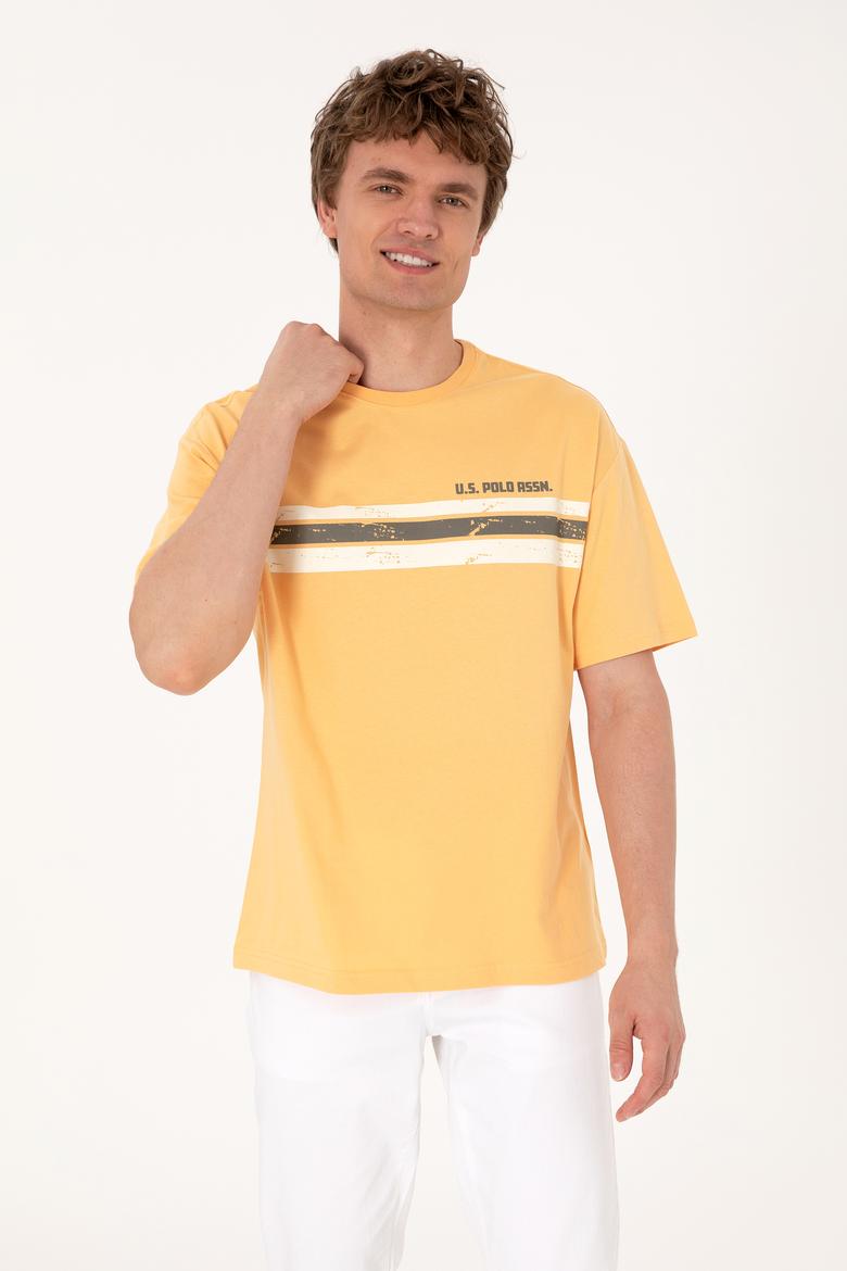 Erkek Comfort Fit Turuncu Bisiklet Yaka Tişört