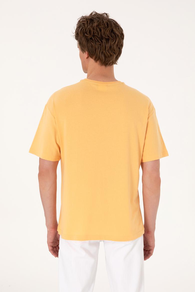 Erkek Comfort Fit Turuncu Bisiklet Yaka Tişört - 50306912029