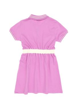 Kız Çocuk Fuşya Polo Yaka Kısa Kol A-Form Örme Elbise - 50306260015