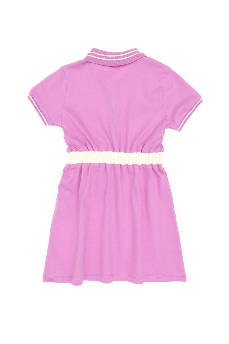 Kız Çocuk Fuşya Polo Yaka Kısa Kol A-Form Örme Elbise - 50306260015