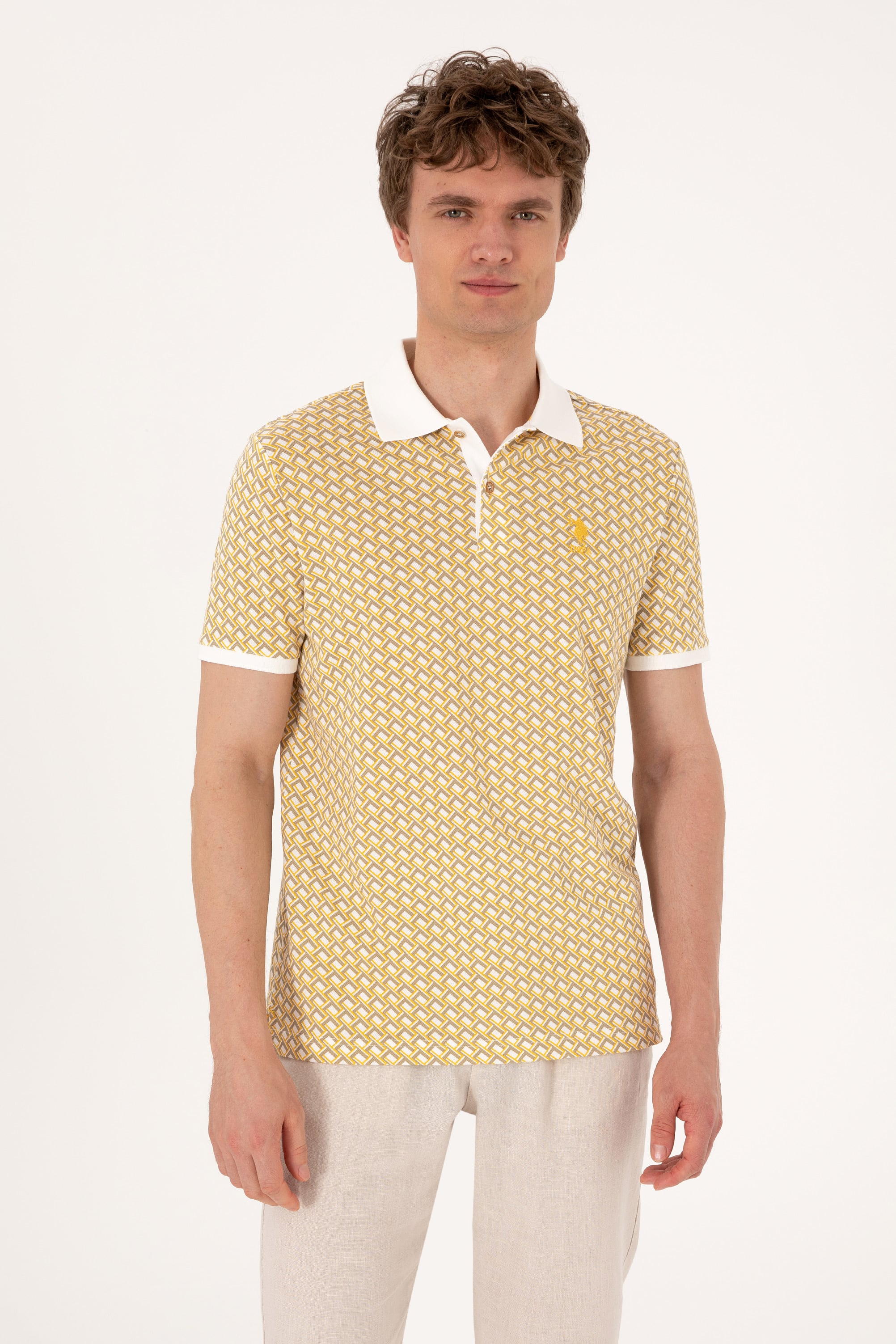 Erkek Regular Fit Açık Haki Polo Yaka Tişört - Image 1