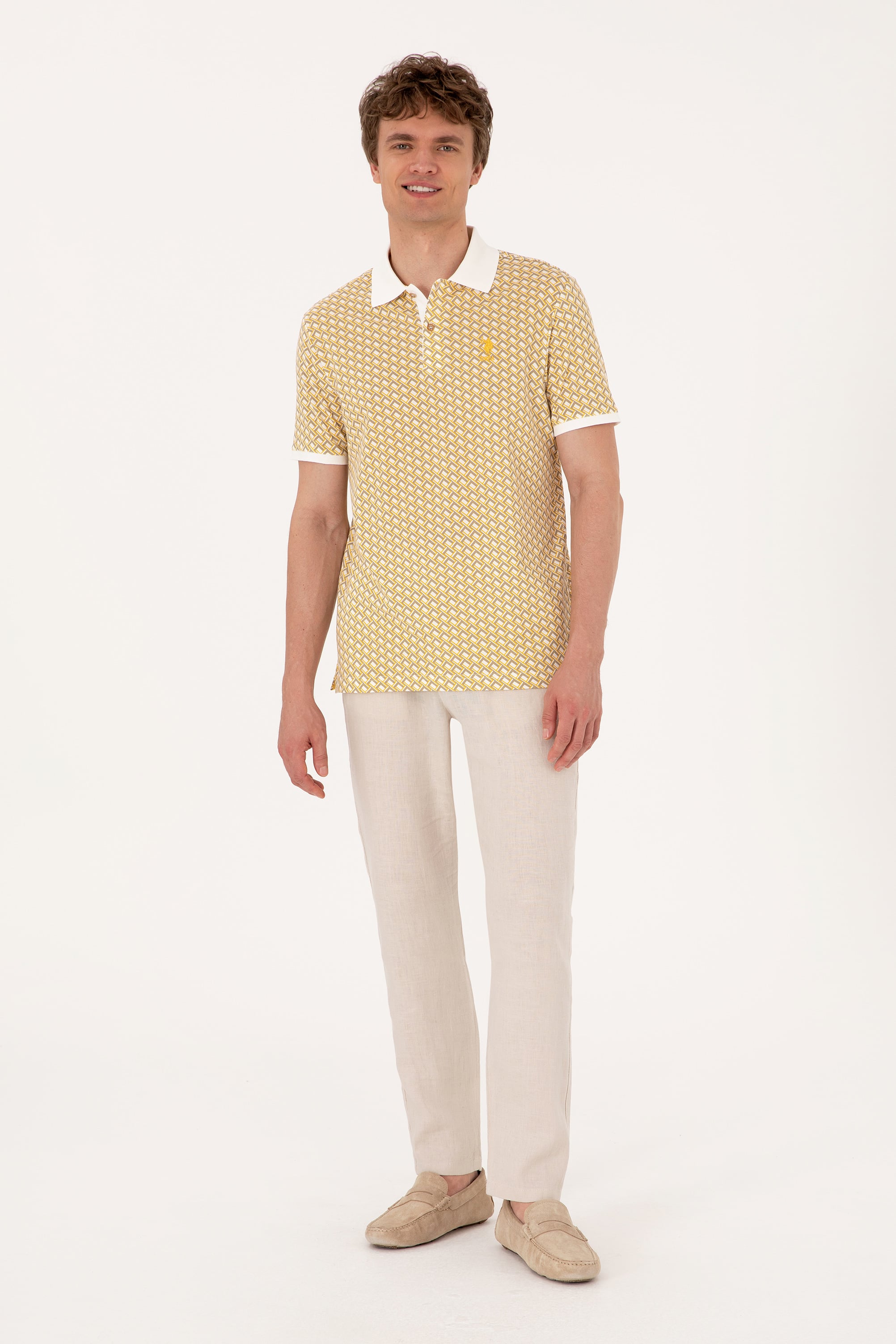 Erkek Regular Fit Açık Haki Polo Yaka Tişört - Image 4