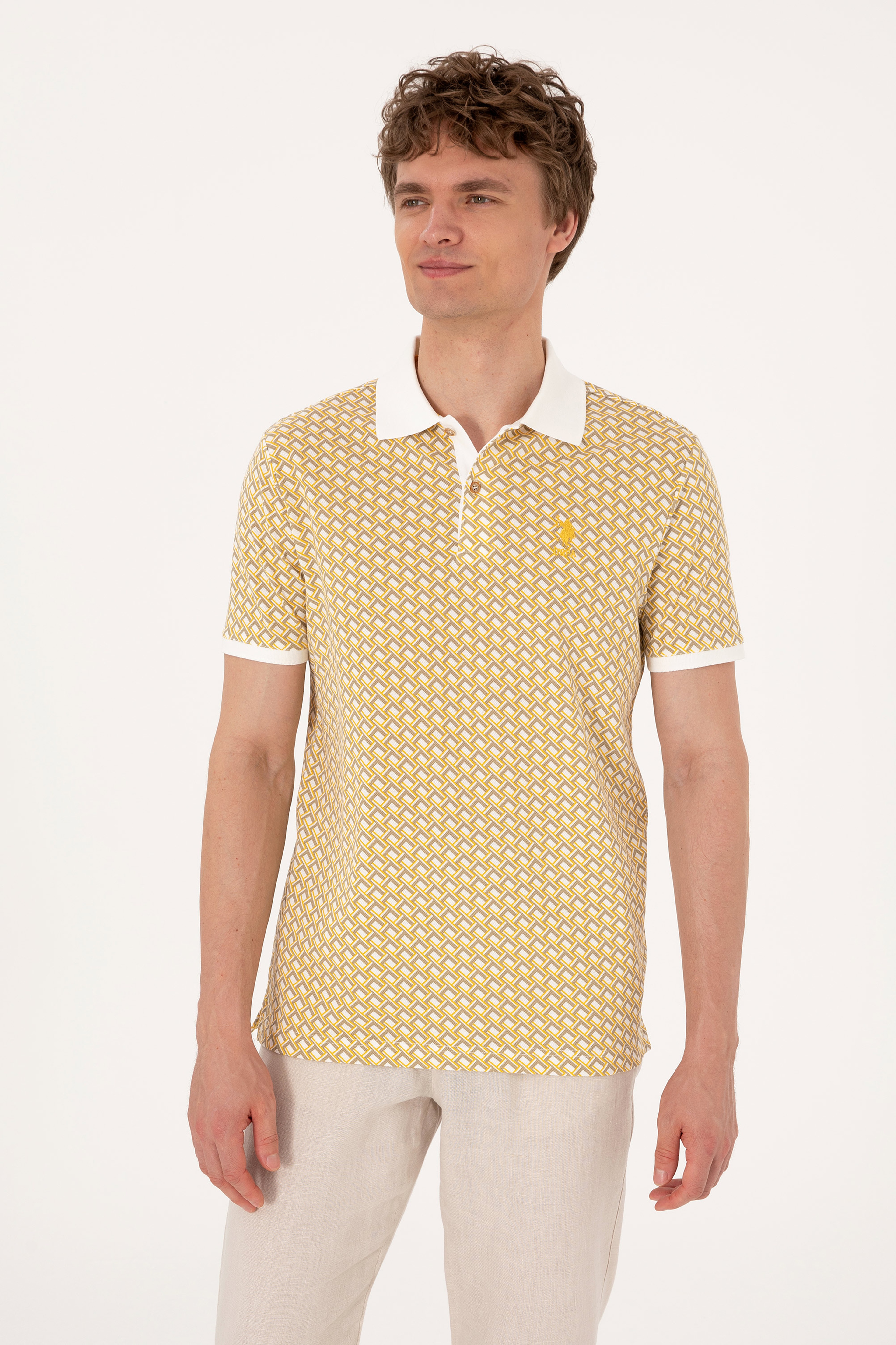 Erkek Regular Fit Açık Haki Polo Yaka Tişört