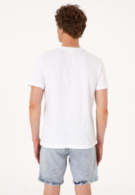 Erkek Regular Fit Beyaz Bisiklet Yaka Tişört - 50306966001