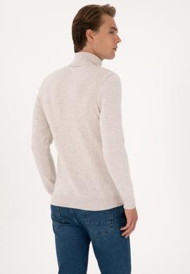 Erkek Slim Fit Boğazlı Yaka Taş Basic Kazak - 50288884127