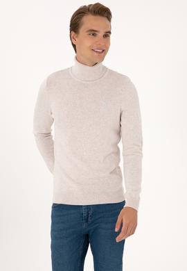 Erkek Slim Fit Boğazlı Yaka Taş Basic Kazak - 50288884127