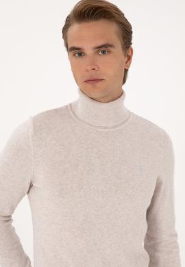 Erkek Slim Fit Boğazlı Yaka Taş Basic Kazak - 50288884127