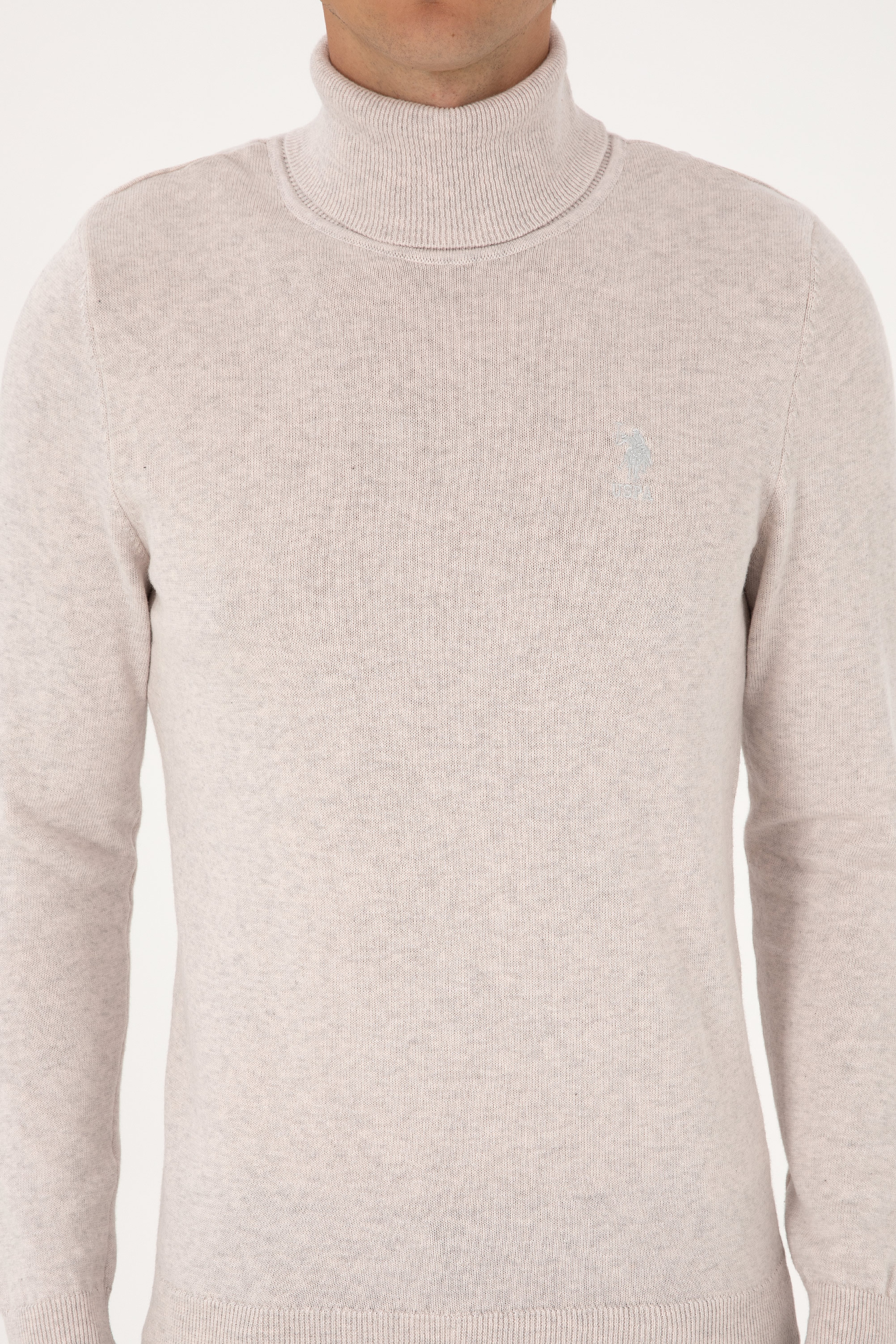 Erkek Slim Fit Boğazlı Yaka Taş Basic Kazak - Image 6
