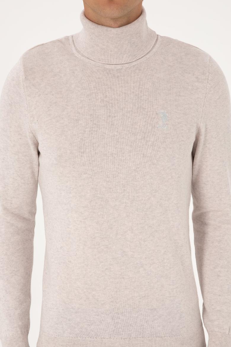 Erkek Slim Fit Boğazlı Yaka Taş Basic Kazak - 50288884127