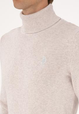 Erkek Slim Fit Boğazlı Yaka Taş Basic Kazak - 50288884127