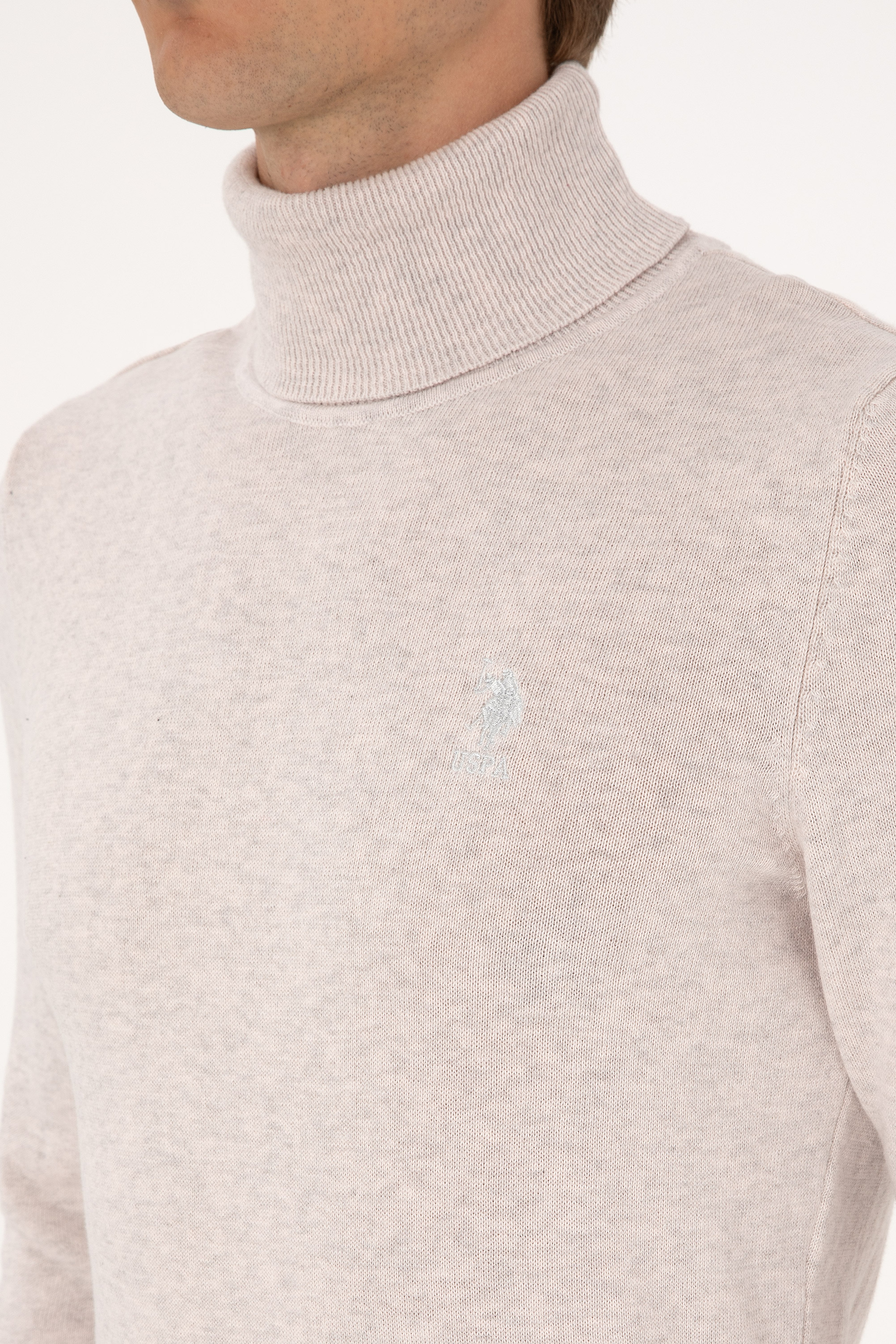Erkek Slim Fit Boğazlı Yaka Taş Basic Kazak - Image 7
