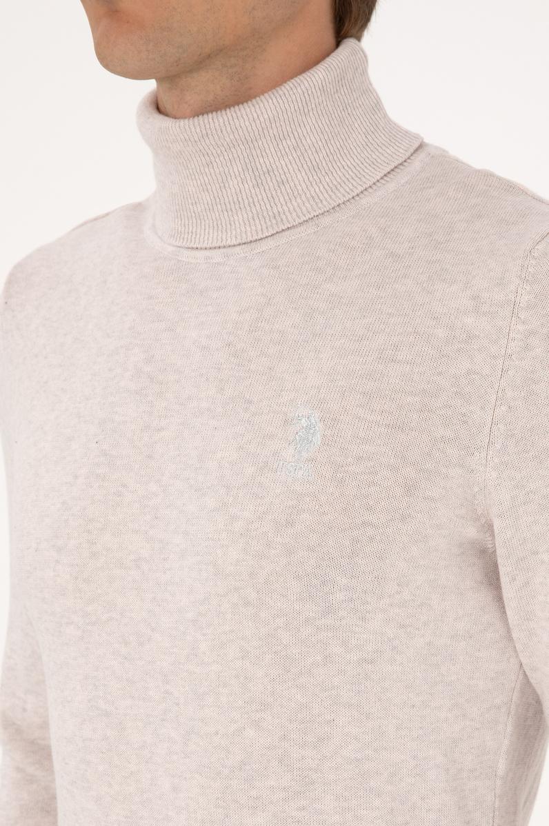 Erkek Slim Fit Boğazlı Yaka Taş Basic Kazak