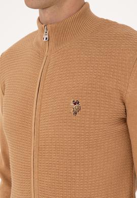 Erkek Camel Melanj Basic Triko Hırka - 50288871066