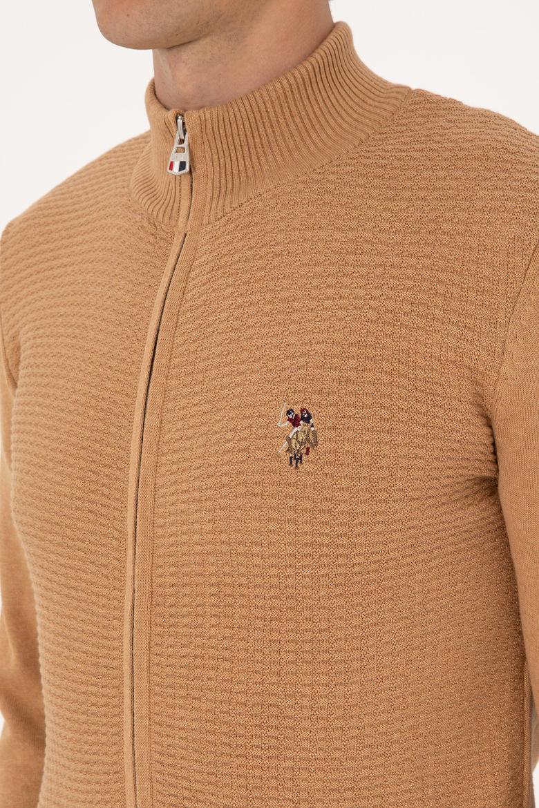 Erkek Camel Melanj Basic Triko Hırka - 50288871066