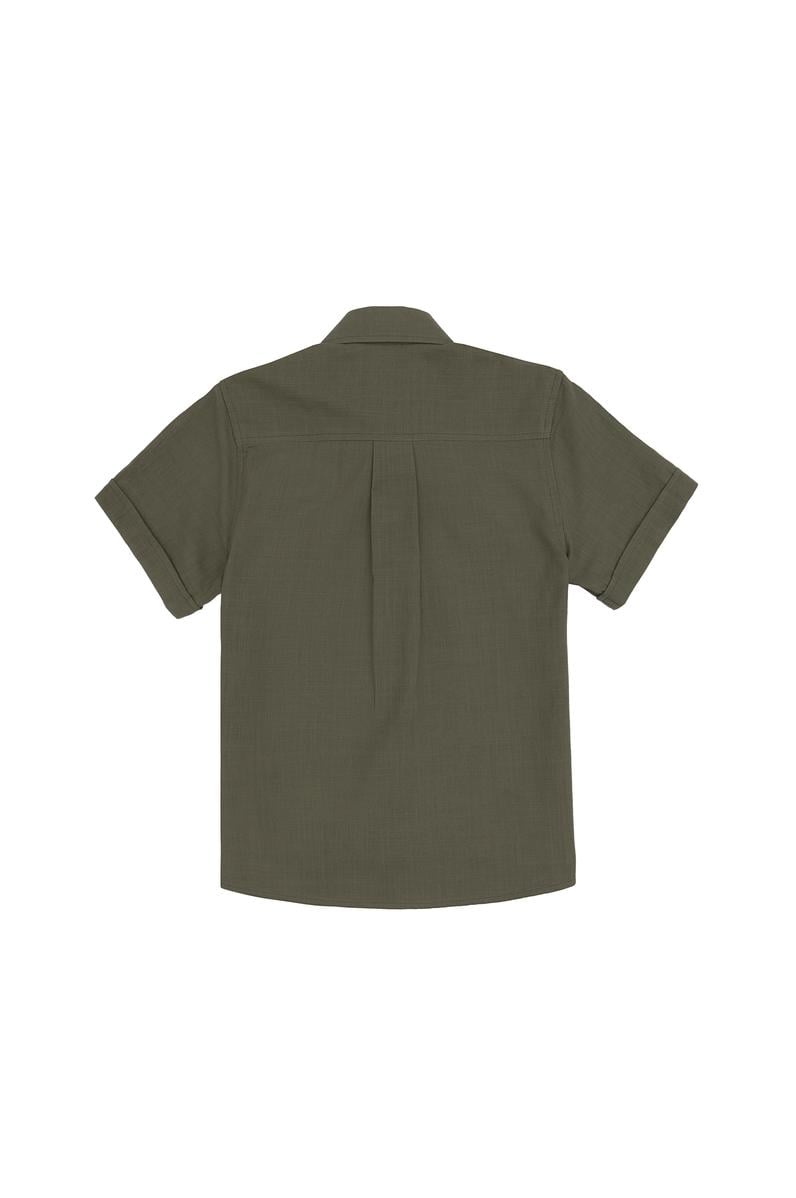 Erkek Çocuk Koyu Haki Kısa Kollu Gömlek