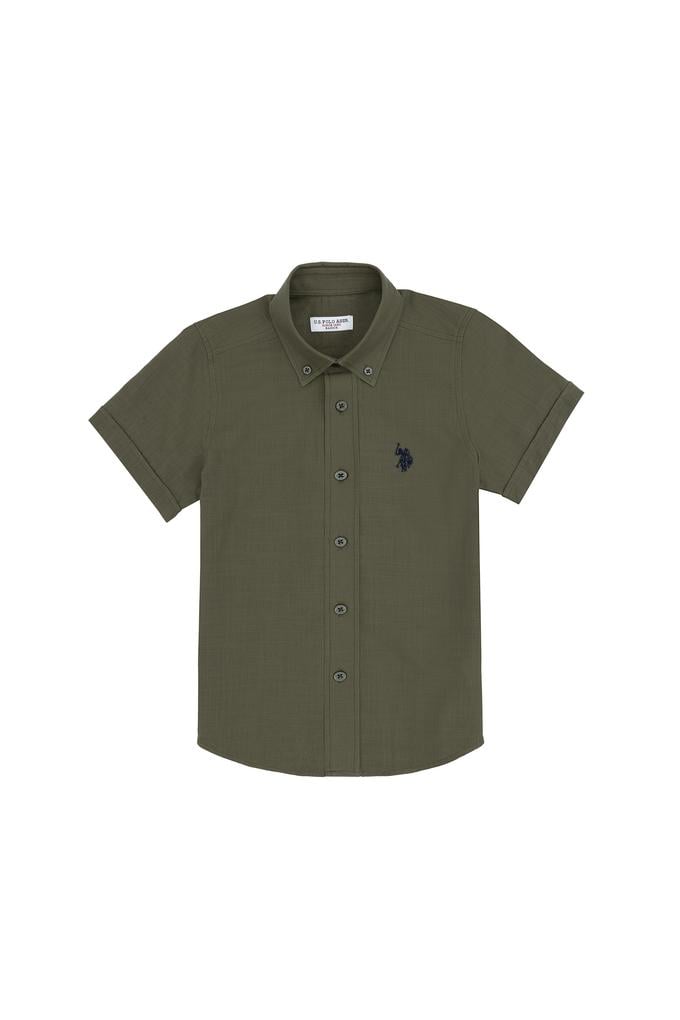 Erkek Çocuk Koyu Haki Kısa Kollu Gömlek