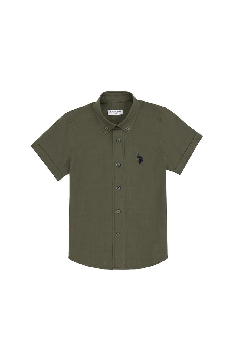 Erkek Çocuk Koyu Haki Kısa Kollu Gömlek