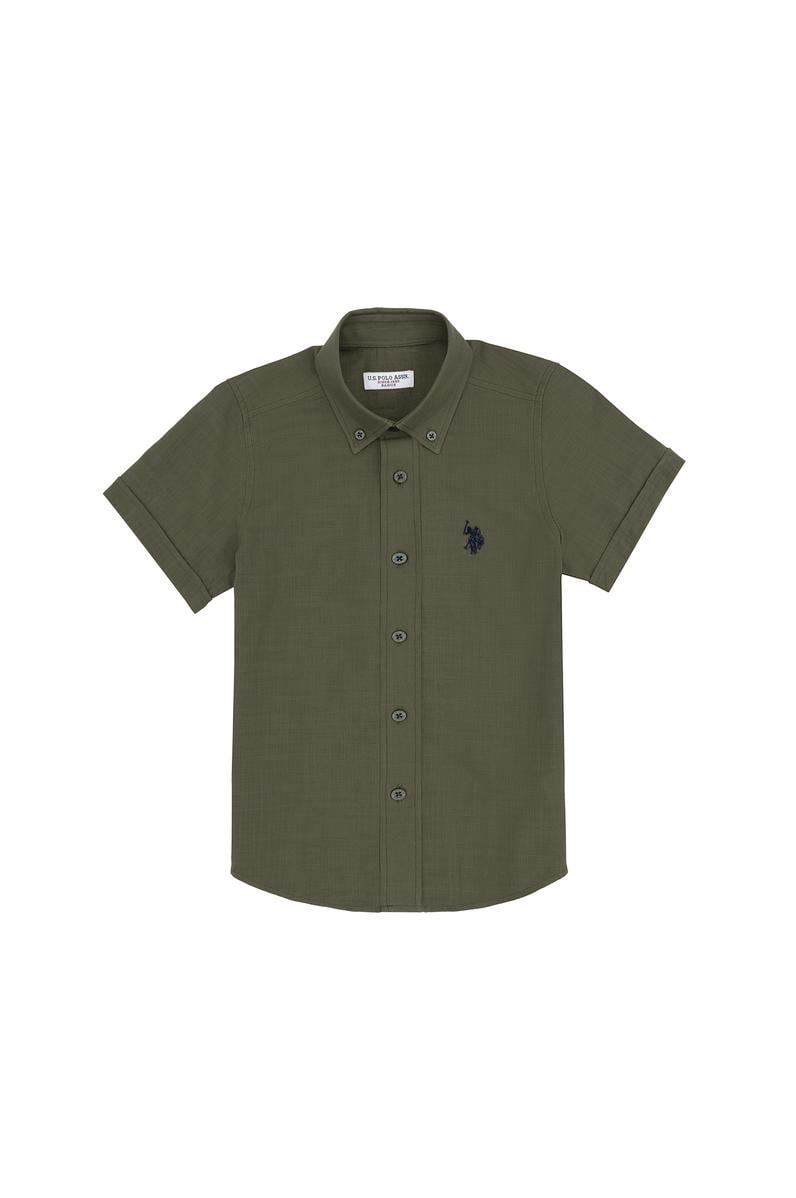Erkek Çocuk Koyu Haki Kısa Kollu Gömlek